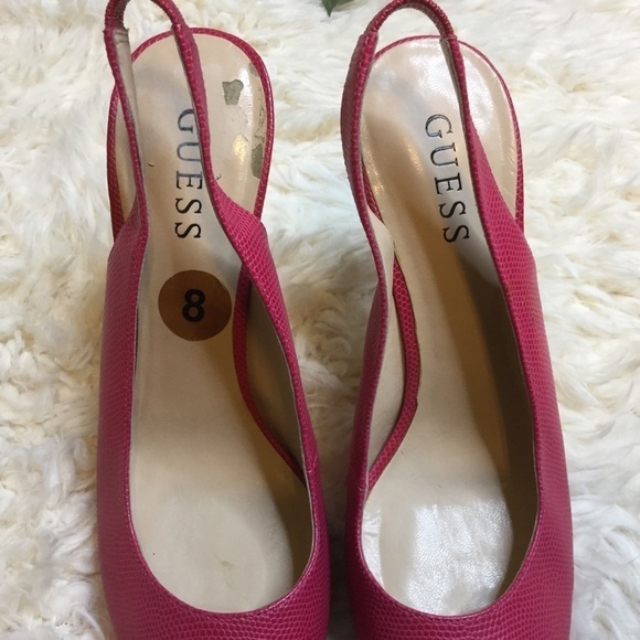 Guess Hot Pink Peep Toe Heels 4 3/4 inch heels - Picture 7 of 7